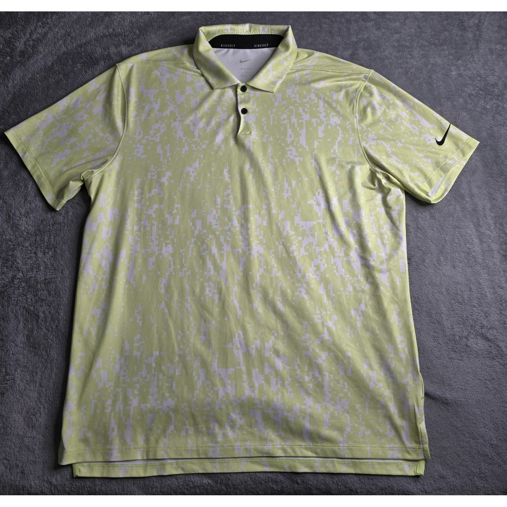Nike Vapor Graphic Golf Polo Shirt Mens Large Light Lemon Twist CU9533-736